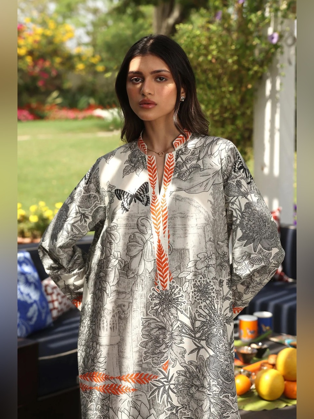 New! SANA SAFINAZ Garden Sketch Kaftan